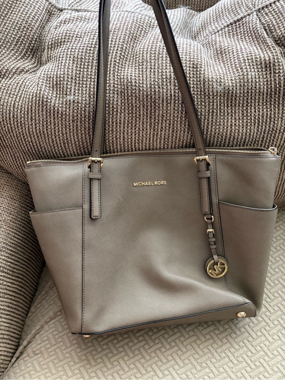Michael Kors Taupe Saffiano Leather Tote Bag Like New!